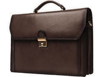 Cartable Katana refente de cuir de vachette 2 soufflets K 63025
