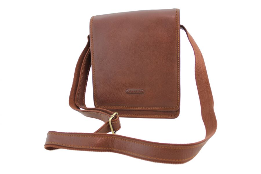 Pochette Zip Katana En Cuir De Vachette - Dimensions 14x18,5x6,5 Cm, Légère, Couleur Chocolat