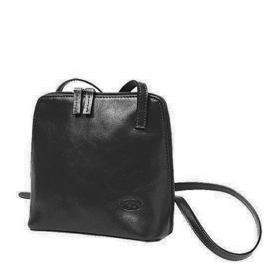 Besace/ Pochette portée travers Katana en cuir de Vachette collet K 1808 - Noir