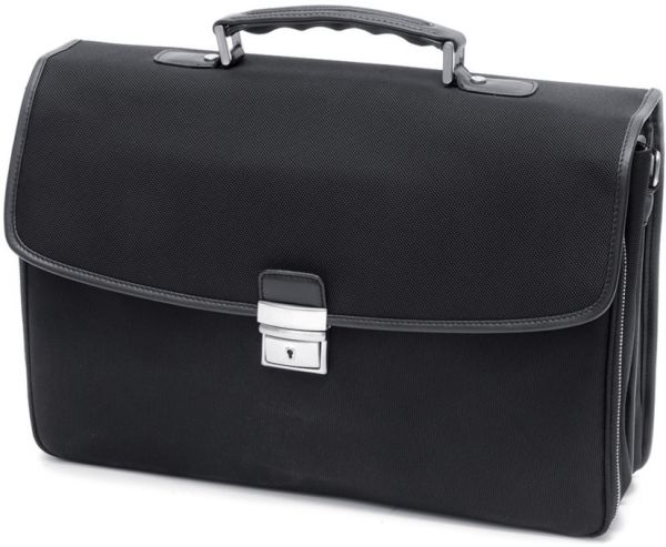 Cartable Gérard Henon New Styl' GH 2329 Nylon garni cuir de Vachette - Noir