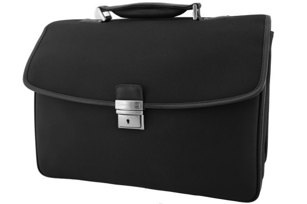 Cartable Gérard Henon New Styl' GH 2330 Nylon garni cuir de Vachette - Noir