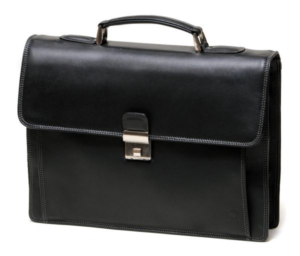Cartable Softline Gérard Henon GH 2525 Cuir de Vachette lisse souple Noir