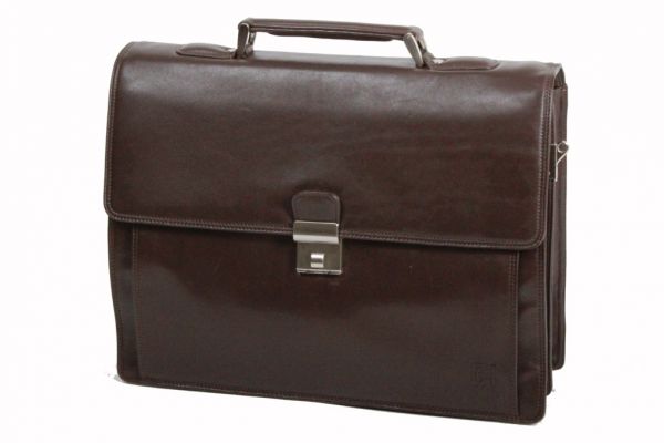 Cartable Softline Gérard Henon GH 2526 Cuir de Vachette lisse souple - MARRON