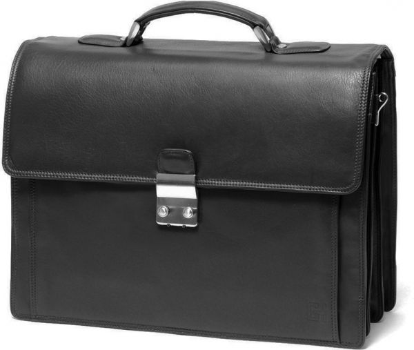 Cartable Softline Gérard Henon GH 2528 Cuir de Vachette lisse souple noir