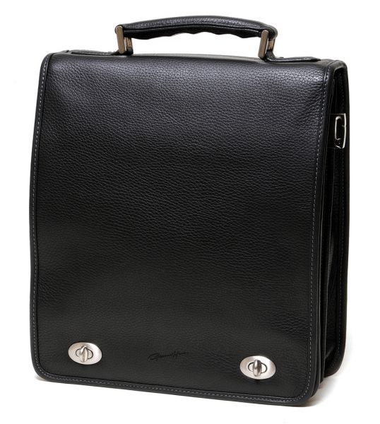 Cartable Gérard Henon cuir de vachette grainé 2914 - Noir