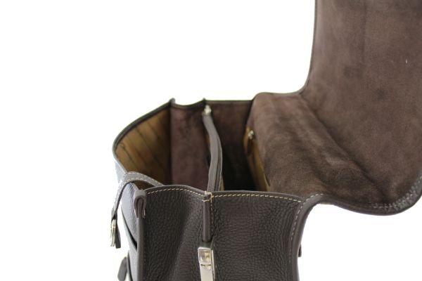 Cartable Gérard Henon cuir de vachette grainé 2914 2 soufflets ouvert