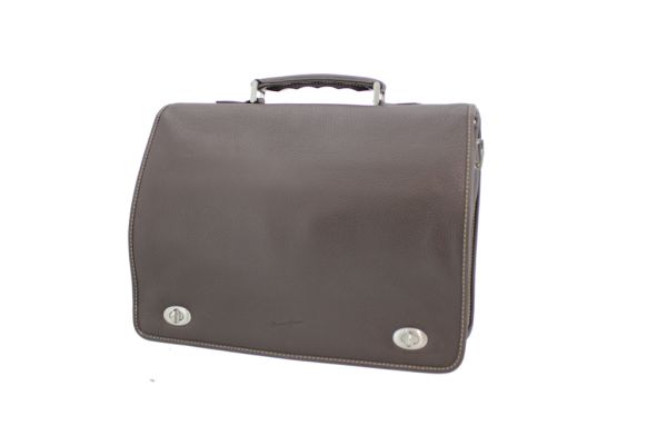 Cartable Gérard Henon Golf cuir de vachette grainé 2937 Face - Marron