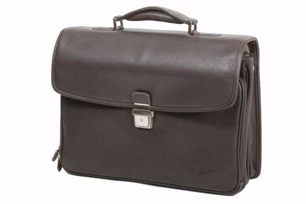 Cartable Gérard Henon cuir de vachette grainé 2948 marron