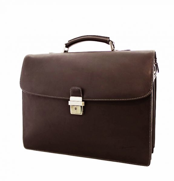 Cartable Gérard Henon Audace croûte de cuir 3028 - Marron