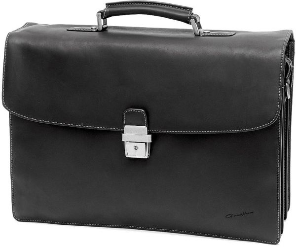 Cartable Gérard Henon Audace croûte de cuir 3028B - Noir