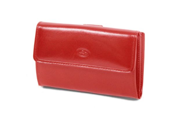 Portefeuille femme compact en cuir KATANA rouge 