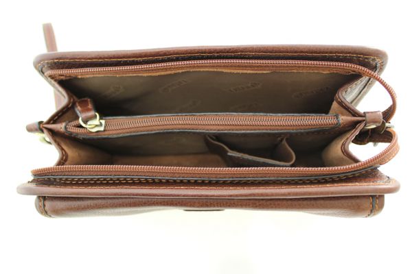 Pochette à glissière Katana K 36111 Cuir de Vachette gras ouvert