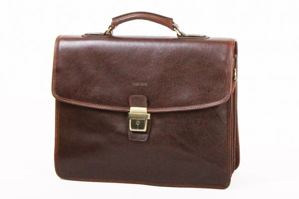 Cartable Katana 3 soufflets K 36838 Cuir de vachette gras - Marron