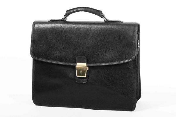 Cartable Katana 2 soufflets K 36822 Cuir de vachette gras - Noir