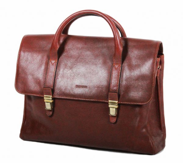 Cartable Katana 1 soufflet Cuir de Vachette gras K 36840 - Marron