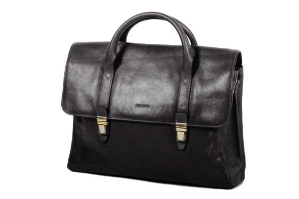 Cartable Katana 1 soufflet Cuir de Vachette gras K 36840 - Noir