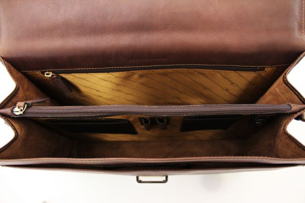 Cartable Arizona Gérard Henon 2 soufflets GH 5226 Cuir de Vachette gras pleine fleur