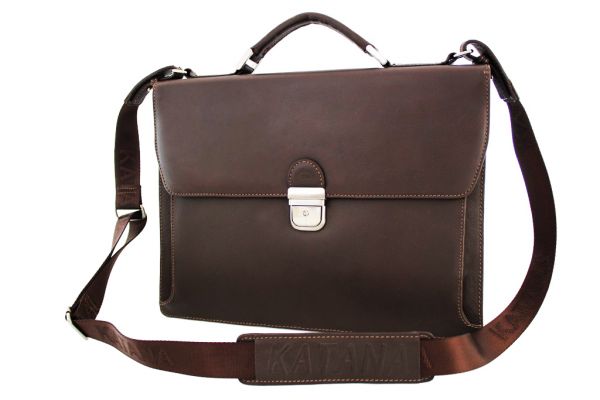 Cartable Katana K 69126 Cuir de Vachette grainé - Marron