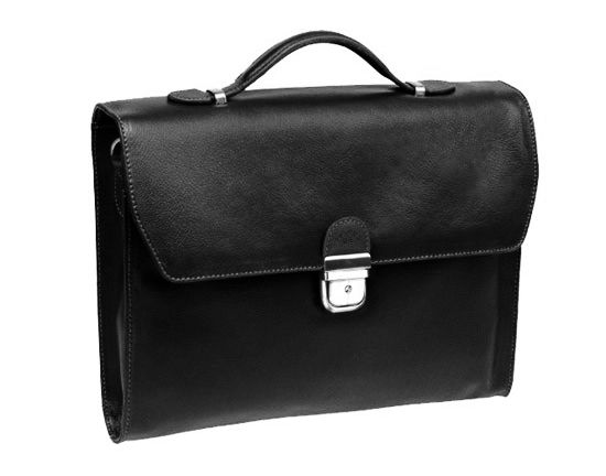 Cartable Katana à bandoulière K 69128 Cuir de Vachette grainé 1 soufflet - Noir