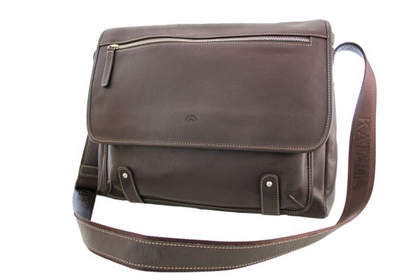 Besace Katana à bandoulière K 69222 Cuir de Vachette grainé - Marron
