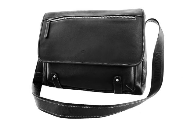 Besace Katana à bandoulière K 69222 Cuir de Vachette grainé - Noir