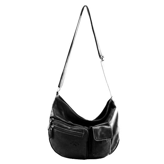Besace Katana à bandoulière K 81206 Cuir de Vachette Sauvage - Noir