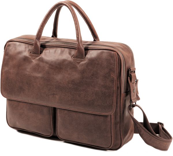 Porte-ordinateur Gérard Henon Outland en Cuir de Vachette vieilli pleine fleur GH 8382 compatible 17 pouces