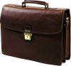 Cartable Arizona Gérard Henon  2 soufflets GH 5226  Cuir de Vachette gras pleine fleur - Marron