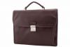 Cartable Katana 2 soufflets bandoulière K 62622 Cuir de vachette lisse - Marron